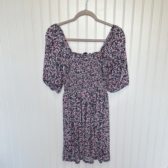 Pink and White Smocked Scoop Neck Midi Dress - Picture 3 of 6